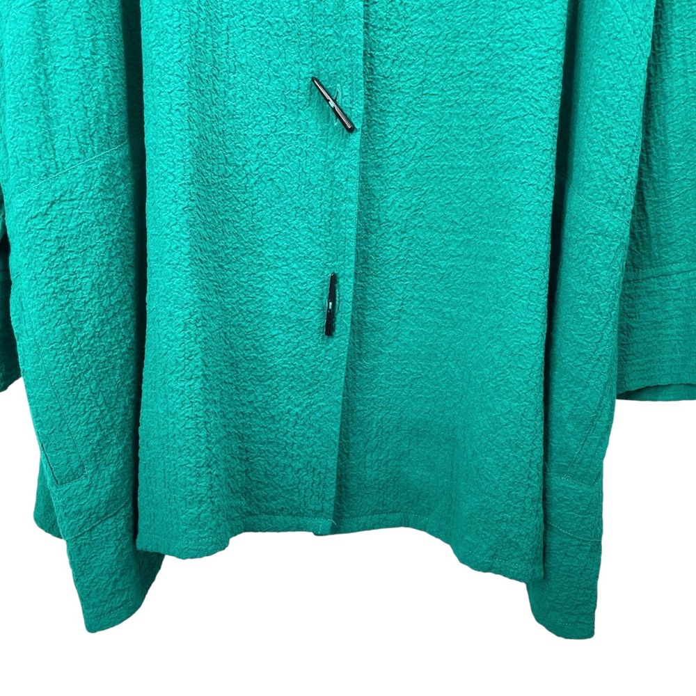 Ali Miles textured button up shirt blouse Size 2X green artsy boho lagenlook - Picture 6 of 8
